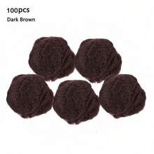 100pcs Durable Nylon Hair Nets, Suitable For Updos And Various Hairstyles, Available In Black, Gold, Brown, 5mm Mesh Size, Suitable For Wigs, Can Be Used For Styling, Halloween Applicable (30cm/50cm Randomly Shipped) - Brown - View 11