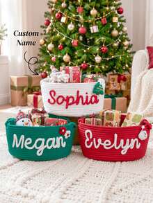 Customized Christmas Gift Basket, Christmas Party Gift Basket, Personalized Christmas Gift Basket With Name, Holiday Decoration Gift, Christmas Decor, Christmas Gift - Multicolor - View 1