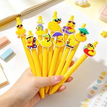 16pcs Cute Duck Retractable Ballpoint Pens, Fun Cartoon Duck Signature Ballpoint Pens, Suitable For Children, Students, School And Office Supplies - Multicolor - View 4
