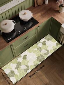 1pc Mori Style Light Green Hand-Painted Floral Diatomaceous Earth Mat, Rubber Non-Slip Bottom Oil-Resistant, 3.5mm Cuttable, Fresh Plant Style, Kitchen Countertop Multi-Scene Absorbent Decorative Pad - Multicolor - View 16