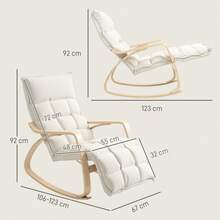 Rocking Chair, Rocking Chair With Backrest, Footrest, Armchair, Linen-Look Recliner, Reading Chair For Living Room, Bedroom, Balcony, Cream White Color, In Stock. - 1 - View 5