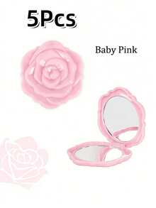 5 Pcs Cermin Kompak Mawar, Cermin Lipat Genggam Mini Warna Pink untuk Riasan dan Perjalanan, Hadiah Bridesmaid - Beraneka warna - View 8