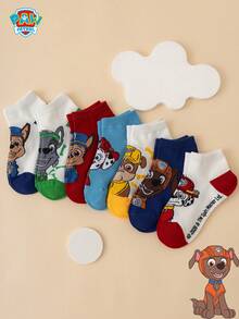 7 Pairs Paw Patrol Series Authentic Archie, Rubble Colorblock Cartoon Kids Short Socks - Multicolor - View 6