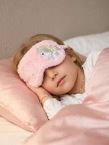 1pc 5-10Y Kids Plush Embroidered Unicorn Sleep Mask, Eye Protection Sleep Mask, Nap Light-Blocking Eye Mask, Travel Eye Mask For Airplane, Multi-Functional Sleep Mask - Multicolor - View 2