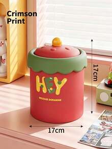 1pcsVibrant Plastic Cylindrical Storage Canister, Wavy Edge Lid With Round Knob & HEY Letter Print, Sealed For Sundries, Multi‑Purpose Desktop Container, Works As Small Tabletop Trash Can, For Bedroom, Living Room, Office, All‑Season Home Use - Multiple Styles - View 18