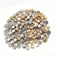 1/5/10/20/40pcs Random Style Stainless Steel Modular DIY Bracelet Pendant Accessories, Electroplated Gold And Silver Mixed Color Random Shape Detachable Square Module Charms, Handmade Bracelet Jewelry Decoration Pendants, Jewelry Making Accessories - Multicolor - View 5