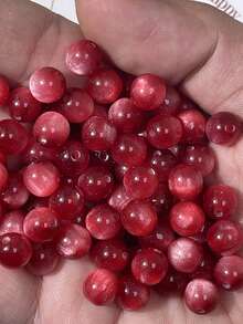 50pcs 8mm Faux Cat Eye Resin Round Beads, Straight Hole Loose Beads, DIY Handmade Jewelry Making Accessories, Suitable For Bracelets, Necklaces, Tassels, Hair Clips - Conventional - View 11