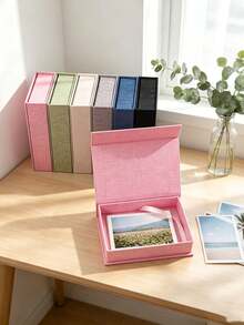 1pc Magnetic Fabric Storage Box, Suitable For Photo Albums, Letters And Small Items, Decorative Book-Shaped Organizer Box, Can Store Jewelry, Watches And Handmade Crafts, Durable Desktop Storage Box, Suitable For Living Room And Study - Multicolor - View 5