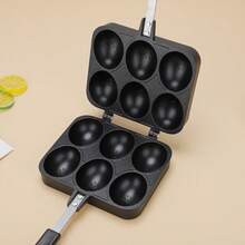 6-Cavity Smiling Face Pancake Maker, Nonstick Double-Sided Stovetop Pan With Long Handle, Fun-Shaped Breakfast Mold For Mini Pancakes, Cake Balls, Filled Pastries And Homemade Snacks - View 12