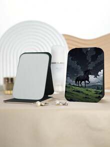1PC Oil Painting Animal Series Portable Vanity Mirror, Foldable Lightweight Ultra-Thin Convenient Hand Mirror, Durable PU Leather, Suitable For Multiple Scenarios And All People, Mini Pocket Mirror With Fresh Floral Mountain River And Pony Pattern Design, Exquisite Delicate Foldable Structure, Reliable And Drop-Resistant, Easy To Carry, Handheld Makeup Mirror, 180° Flip Cover, Multi-Functional Mini Mirror Compact Mirror, Daily Holiday Birthday Valentine's Day - Multicolor - View 6