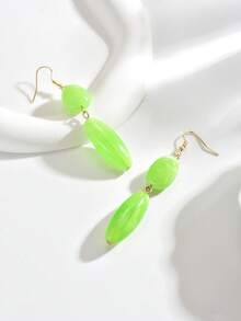 1 Pair Vintage Unique Asymmetrical Acrylic Bead Tassel Earrings - Green - View 5