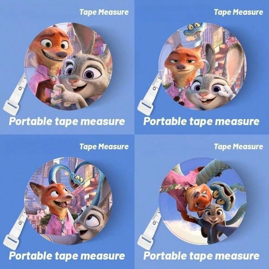 1pc Disney [One-Click Retraction] 2.0m Tape Measure, Zootopia 2 Nick & Judy Mini Tape Measure 2m Waist, Hip, Bust Measurement Soft Tape Tailoring Tool - Multi-color - View 1