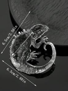 1pc Fashionable European & American Vintage Personalized Hip Hop Exaggerated Lizard Shaped Brooch Pin, Suitable For Men's Daily Street Party Occasions Wear Decoration - Antique Silver - View 4