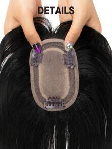 8*12 Inch Women's Straight Natural Black Hair Extension Clip-In - Basic Hair Piece, Suitable For All Brown Real Hair Bangs, Can Modify Face Shape - Natural Black - View 9