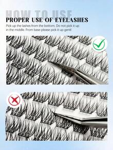 Asiteo 80pcs Natural Thin Dense Eyelash Clusters, Cat Eye Style, 10-16mm Pre-Arranged Natural Effect Eyelash Clusters, Single Cluster Angel Lashes, Suitable For Beginners - D - View 8