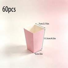 30/60pcs Popcorn Folding Boxes, Cinema Square Popcorn Paper Buckets, Popcorn Food Packaging Boxes - Pink - View 6