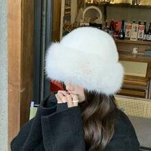 1pc Women's Winter Plush Hat, European & American & Korean Style Warm Headwear, Solid Color Cute Versatile, Thickened Design, Suitable For Winter Outfits - Multicolor - View 5