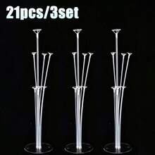 7/14/21pcs Black Balloon Table Stand Set With Round Base, Reusable Balloon Display Rack, Suitable For Tabletop And Floor Decoration, Balloon Decoration Accessories, Sturdy Balloon Column Stand, Suitable For Halloween, Wedding, Birthday Party, Baptism, Summer Events And Celebrations - Multicolor - View 14