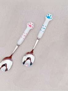 2pcs Long Cat Spoon, Stainless Steel Pet Food Spoon, Pet Canned Food Spoon With Long Handle Feeding Spoon For Wet Food - 2 Pieces - View 5
