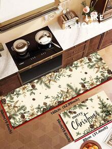 1/2pcs Christmas Floor Mat, Christmas Tree Pattern Merry Christmas Kitchen Rug, Winter Home Decor Low-Key Kitchen Carpet, Christmas Holiday Gift! - Multicolor - View 15