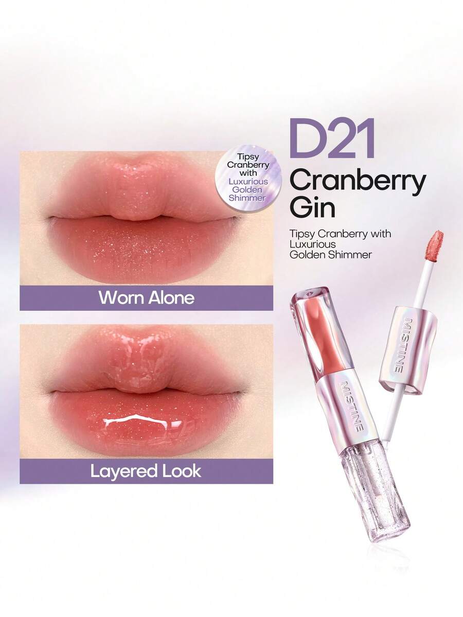 Mistine Lip Glaze Dua Ujung Cermin Air Gloss Lip Mud Lipstik Matte Anti Lengket untuk Bibir Montok D21 - D21 - View 1
