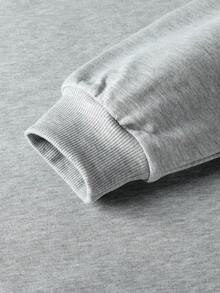 Women's Fashion Autumn/Winter Loose Casual Versatile Letter & Cartoon Print Crew Neck Sweatshirt - Dark Gray - View 9