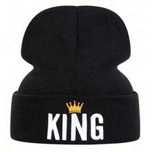 AR 1件男士KING字母皇冠刺繡針織毛帽，時尚休閒保暖帽，適合春秋旅行，防風冬季保暖 - 彩色 - 查看 10