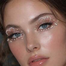 5/3/2/1pcs Face Mask Decorative Stickers, Silver Crystal Heart Bow Star Rhinestone Face Gems, Self-Adhesive Shiny Diamond Stickers, Y2K Glitter Paste Gems, Suitable For Self-Care Gems, Self-Adhesive Shiny Diamonds - Multicolor - View 5