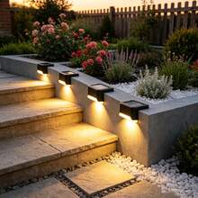4/16PC Outdoor Solar Step Lights 1 LED White/Warm Light Optional With Installation Accessories, Waterproof Light-Sensing Auto On/Off Design, No Charging Required, Suitable For Decorating Sun Garden, Stairs, Deck, Path, Fence, Yard, Handrail - Seven-character Lamp - View 5