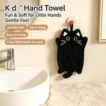 sanrou 3pcs-Cute Black Cat Hanging Hand Towel, Soft Coral Fleece Super Absorbent Quick‑Dry Reusable Hand Cloth, Decorative Hanging Loop Towel For Kitchen Bathroom Sink Countertop Household Home Decor - Multicolor - View 8