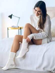 1/3 Pairs Solid Color Thickened Warm Comfortable Women's Over-The-Knee Socks, Slouch Socks, Thermal Terry Cloth Socks, Mid-Calf Socks, Knee-High Socks, Calf Socks, Long Socks, Ruched Over-The-Knee Socks, Indoor Yoga Socks, Solid Color Sports Pilates Floor Socks, Suitable For Autumn/Winter Wear - Multicolor - View 7