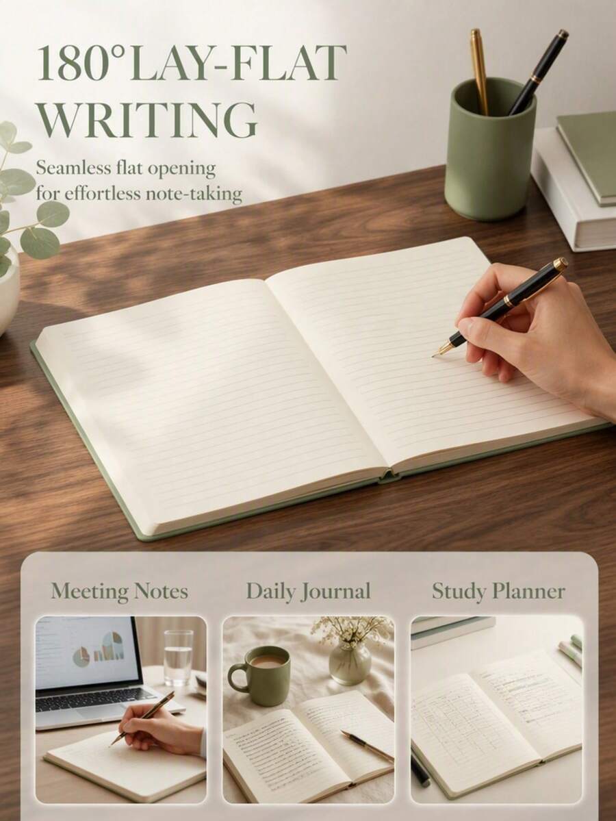 Morandi Solid Color Soft Leather Notebook, Thickened Dolin Paper No-Bleed Journal, Student Learning Note-Taking Lined Notebook - Multicolor - View 1