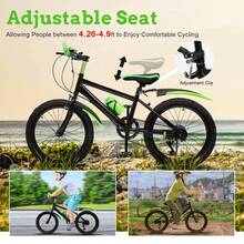 20 Inch Mountain Bike, Carbon Steel Rigid Frame, PU Sponge Cushion, Front And Rear Brakes, With Mudguards & Water Cup Holder, For Road And Mountain Riding - Green - View 6