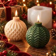3D Geometric Christmas Ball Candle Mold DIY Diamond Xmas Sphere Ornament Silicone Mold For Holiday Candle Plaster Soap Making Home Decor Handmade Gifts - Mold - View 4