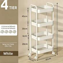Xe đẩy lưu trữ 3 tầng, kệ tổ chức đa năng bằng kim loại di động với 4 bánh xe xoay, dễ lắp ráp, phù hợp cho nhà bếp, phòng tắm, phòng ngủ, phòng giặt, kệ lưu trữ đa năng - Nhiều màu - Xem 4