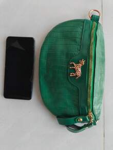 Bolso cruzado mini de diseño de cadena de uso múltiple con estampado de caballo nuevo - Verde - Ver 9