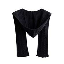 Women's Solid Color Cable Knit Hat, Scarf, Shawl 3-In-1 Design, Multiple Colors Available, Suitable For Outdoor Hiking, Street Style And Cycling, Windproof & Warm - A - View 15