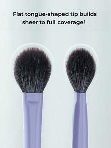 GUOXIAONIU 1pc Fan Blush Brush Natural Wool Soft & Gentle No Scratch Beginner Friendly Seamless Blending Multi-Use Contour Highlight Portable - Violet Purple - View 4
