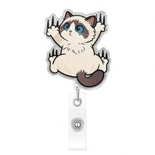 1pc Fun Cat Design Retractable Lanyard, Climbing Cat Decorative Stretch Cord, Office Desk Accessory - Multicolor - View 8
