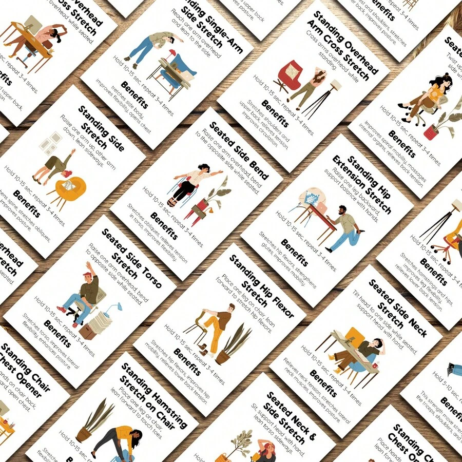 Unisex Bodyweight Exercise Cards (16-Card Set) – Suitable For Office & Work Breaks; Seated & Standing Fitness Cards For Adults; Ideal For Home Or Office Workers With Sedentary Jobs. - 16 Sheets/set - View 1