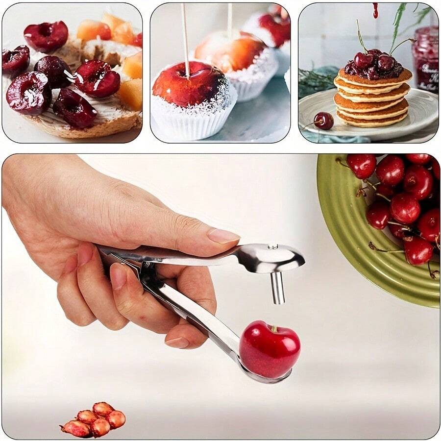 Stainless Steel Cherry Pitter Tool Easy To Use Fruit Pitter And Seeder, Suitable For Cherries, Olives And More Durable Kitchen Gadget, Effortless Pitting - Multicolor - View 1