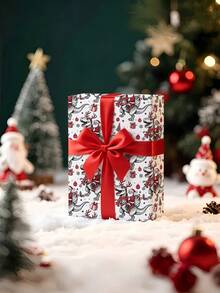 1 Roll Christmas Gift Wrapping Paper, Santa Claus Riding Dinosaur Pattern, Perfect For Wrapping Christmas Gifts, Decorating Christmas Parties And Holiday Gifting, DIY Crafts, Holiday Gift Wrapping, 1 Roll Size: 43cm X 300cm - A - View 4