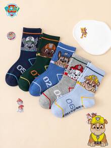 5 đôi tất trẻ em cổ trung bình hoạt hình Paw Patrol Series chính hãng Archie và Rubble - Nhiều màu - Xem 5