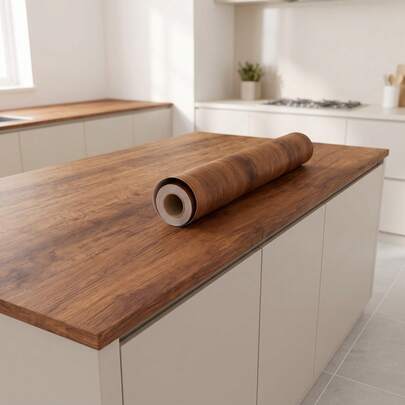 Wood Contact Paper Peel And Stick Self-Adhesive Wallpaper,Decorative Vinyl Wrap For Tables Countertop Cabinets Furniture Surface And Wall Coverling,Removable,Brown Wood