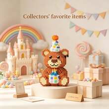 Cute Creative Sitting Animal Series Collection, PCS Particle Count 650+ To 1700+, Room Creative Decoration, Desktop Ornament, Halloween Gift, Birthday Gift, Christmas Gift, Graduation Gift, Best Friend Gift, Couple Gift, New Year Gift, Suitable For Everyone - Multi-color/YS1771/Birthday Bear - View 4