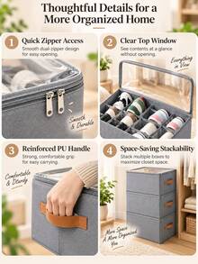 Foldable Under Bed Shoe Storage Organizer Box Heavy Duty Washable Oxford Fabric Dustproof Container With Clear Window Sturdy Handles Zippers For Sneakers Heels Closet Space Saving College Dorm Spring Cleaning Clothes Setup, Storage Box - View 4