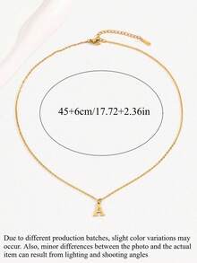 1 pieza Collar con colgante de letra inicial de 26 letras - Amarillo Oro - Ver 4