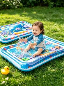 Baby Inflatable Water Play Mat, Sensory Motor Development, Coordination Training, Colorful Underwater Scene With Random Floating Toys - Multicolor-square - View 3