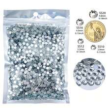SS6 2880pcs/1440pcs Bulk Flat Back Rhinestones, Transparent White Glass Craft Gemstones, 2mm Silver Rhinestones, Suitable For Clothes/Strollers/Shoes/Cups/Parties/Makeup DIY Wholesale - White - View 3