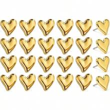 12pcs/24pcs Cute Gold Bow Decorative Push Pins, Suitable For Office - Heart - View 9